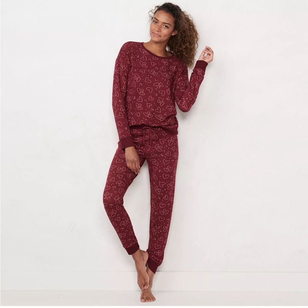 LC Lauren Conrad Conrad celestial hearts pajama set size small